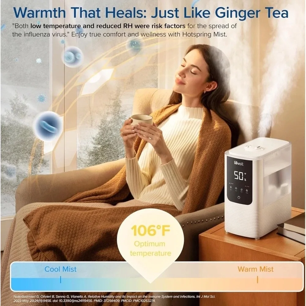 LEVOIT Smart Humidifier for Home Warm/Cool Mist Air Oasis Mist4.5L NIB